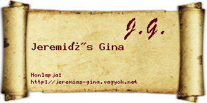 Jeremiás Gina névjegykártya